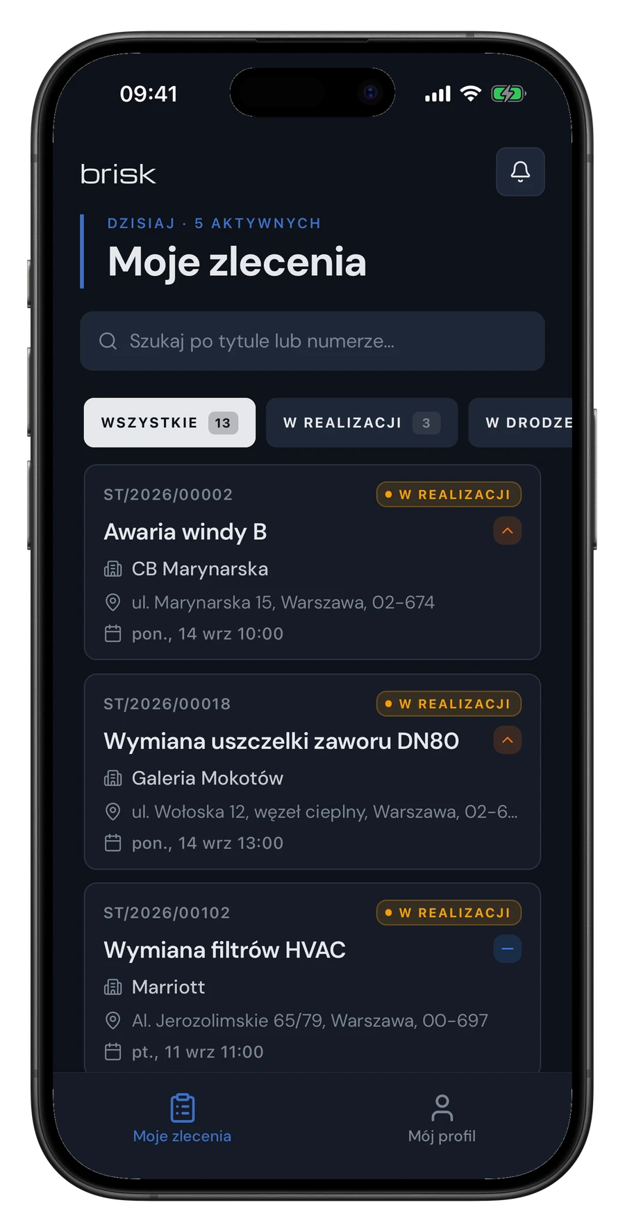 Brisk Mobile — aplikacja dla techników: zlecenia, GPS, offline, podpis klienta
