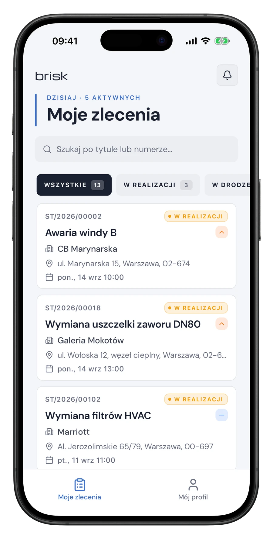 Brisk Mobile — aplikacja dla techników: zlecenia, GPS, offline, podpis klienta