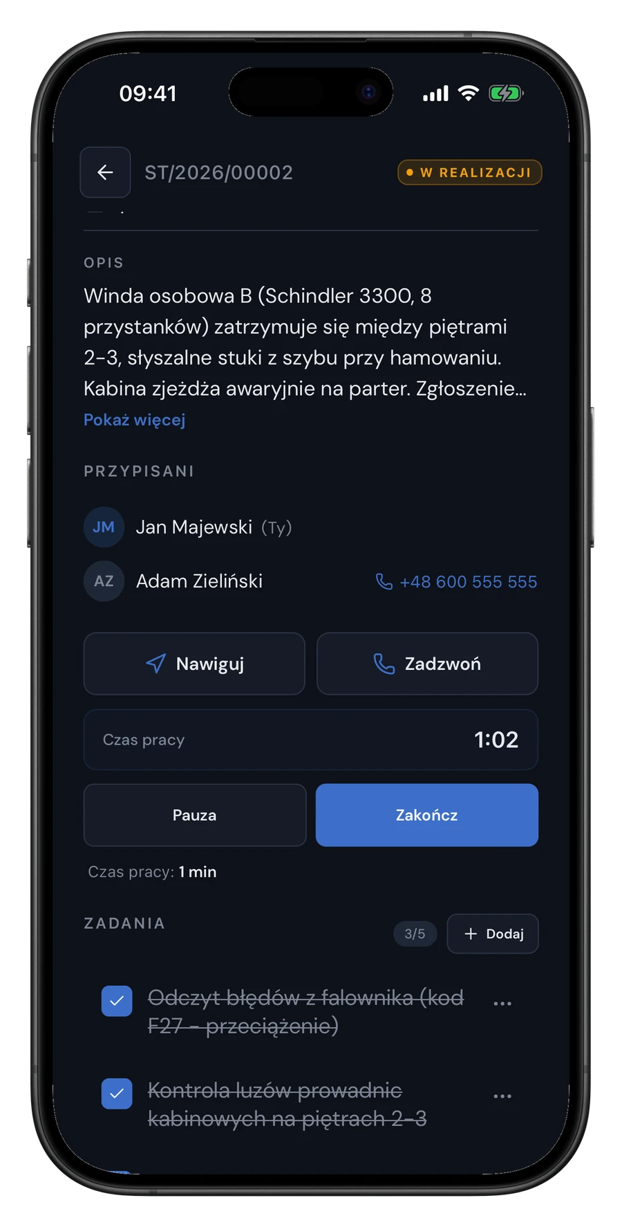 Technik wykonuje